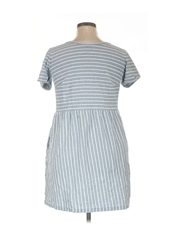 LOFT Dresses & Skirts - LOFT Chambray Stripe Blue and White Striped Cotton Dress 20/22 Plus